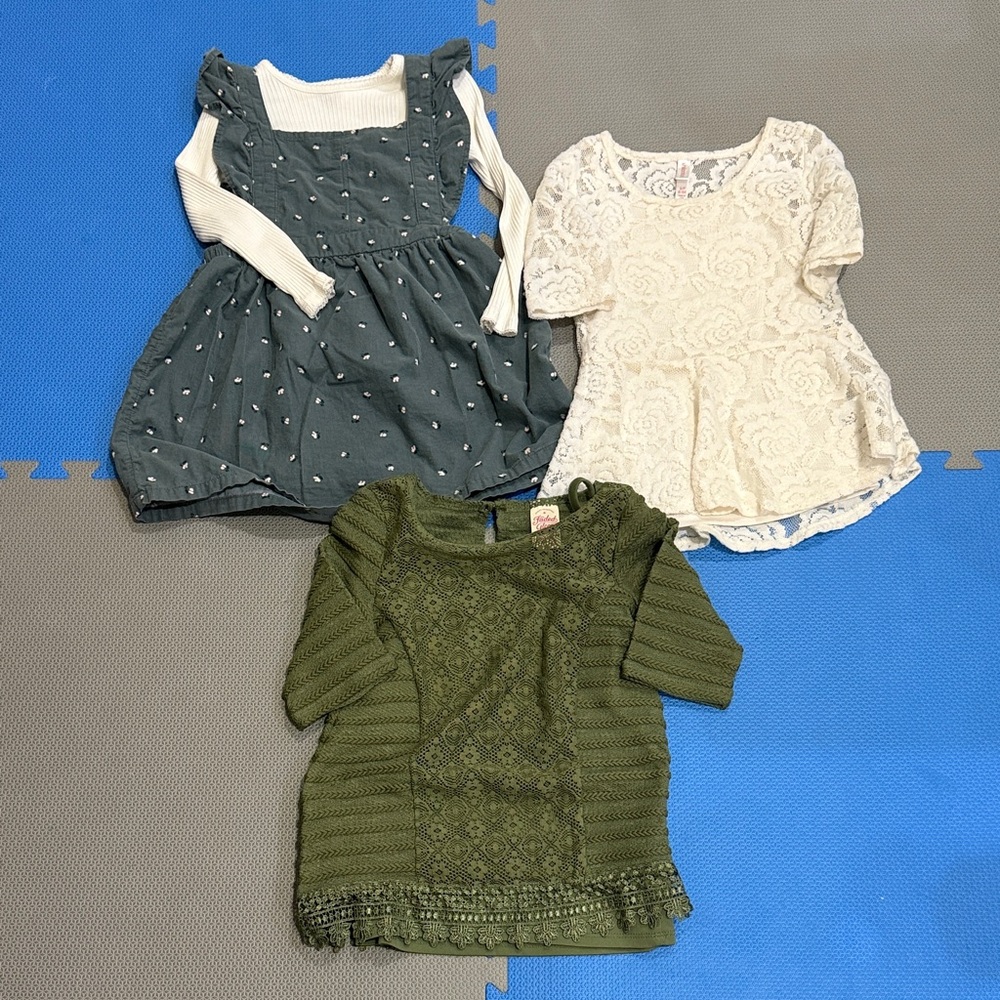 Girl’s courdoroy dress and lace top bundle- size 5T